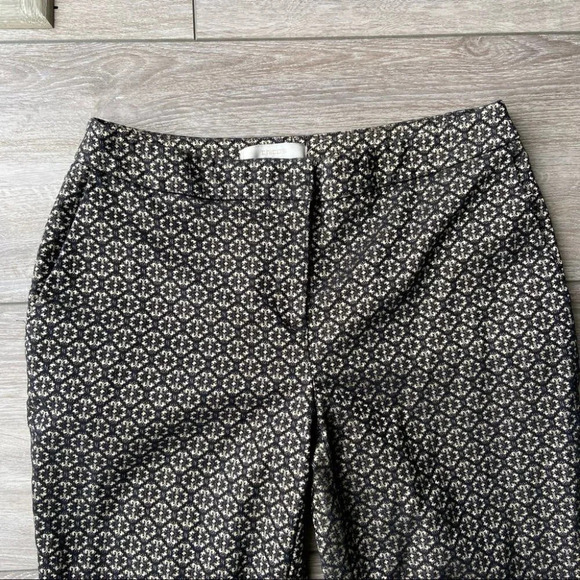 Chico’s Floral Print  Metallic Gold Skinny Pants - Picture 2 of 13